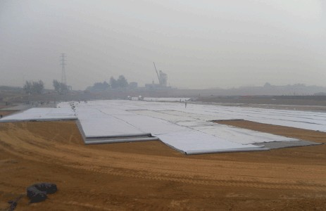 北京球場土工膜施工現場